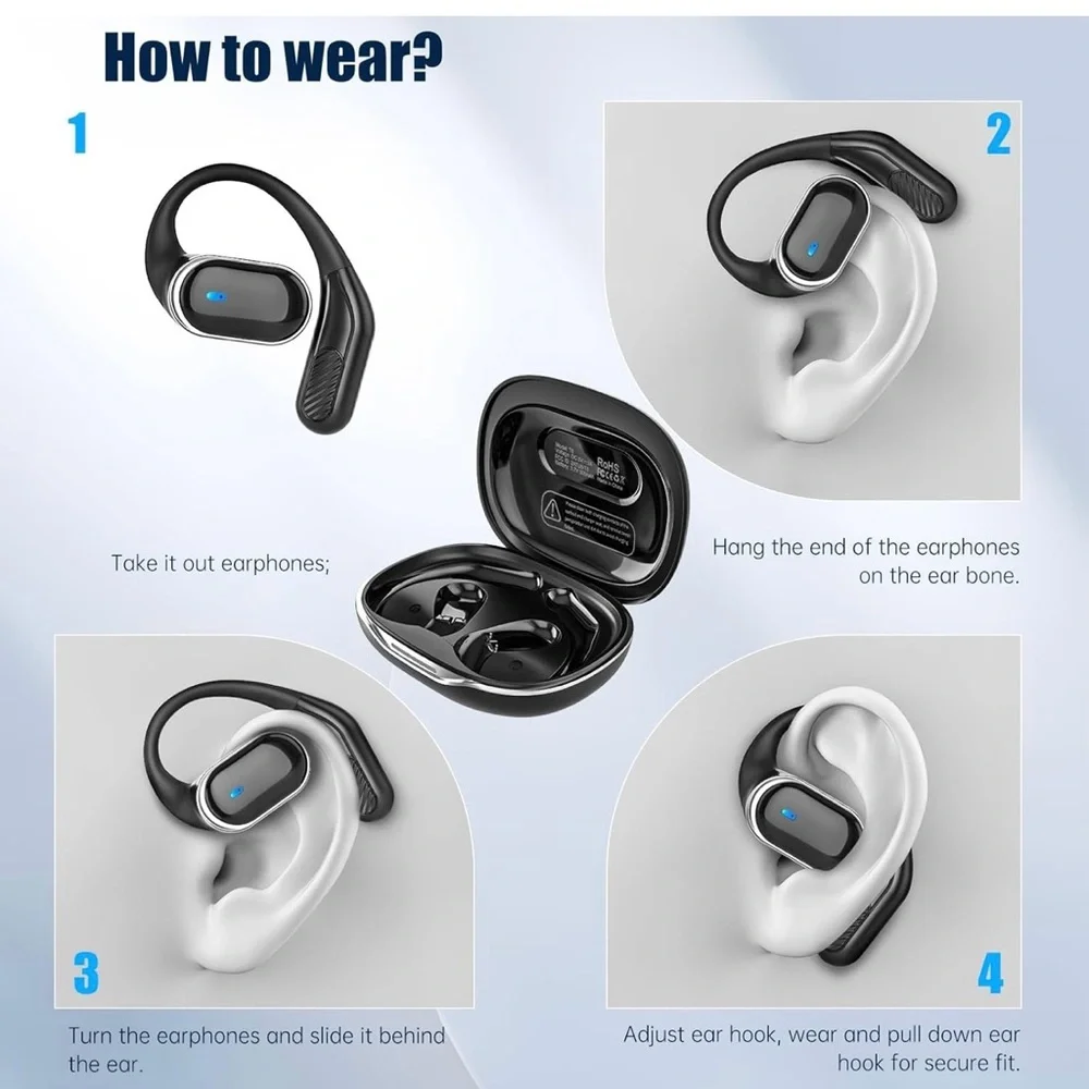 Open Ear Wireless Earbuds Bluetooth Headphones
